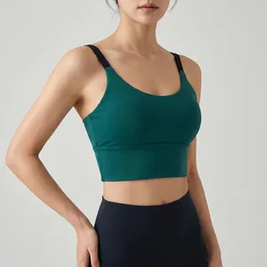 Reggiseno sportivo verde ad alto sostegno e leggings neri set completo da yoga