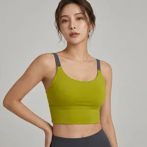 Reggiseno Sportivo Donna a Blocchi di Colore Anti-Shock per Corsa e Yoga Con Imbottiture Rimovibili Dorso a Vogatore Top
