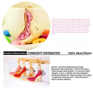 Detailed size and weight specs for the rhinestone high heel shoe keychain charm