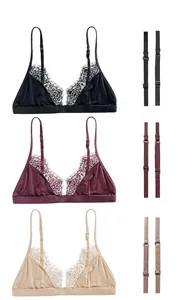 Tre colori di bralette in pizzo con bordo a ciglia e spalline regolabili
