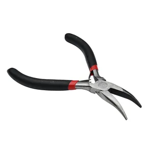 Pinze a becchi curvi con manico antiscivolo nero e rosso per gioielli fai da te e perline