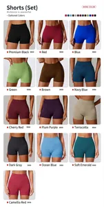 Close-up of seamless high-waist sports shorts available in 13 vibrant colors