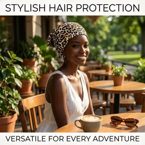 Bandeau à imprimé léopard avec doublure en satin pour la protection des cheveux en plein air