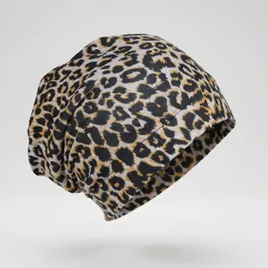 Bonnet slouchy imprimé léopard avec doublure douce et motif animal classique