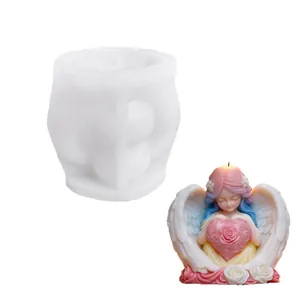 Angel wings heart silicone mold for DIY scented candles and handmade soaps