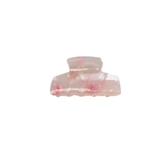 Large candy color marble acrylic shark hair claw clip with pink floral pattern