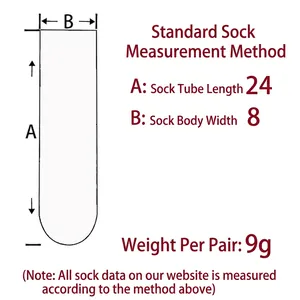 Size chart showing dimensions for Japanese style lace velvet socks at 24cm tube length