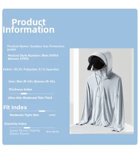 Détail de la veste de protection solaire grise avec indice de protection UPF50