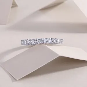 Elegant 925 sterling silver eternity ring set with brilliant round moissanite stones