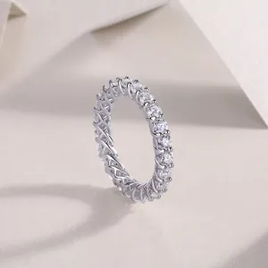 S925 sterling silver eternity ring with round moissanite in a full circle setting
