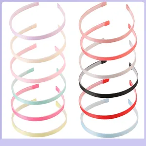 Ribbed Grosgrain Ribbon Wrapped Headband With Non Slip Teeth Thin Plastic Hair Hoop DIY Hair Accessory For Women Girls Hair Styling