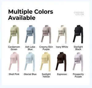 Giacca da yoga donna disponibile in 10 colori con collo alto e fori per i pollici