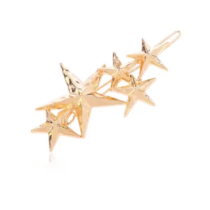 Barrette à Cheveux 5 Étoiles en Alliage Minimaliste Élégante Épingle à Cheveux Étoile Métallique Clip Latéral Plaqué Or Argent pour Accessoires de Cheveux de Mode Femme