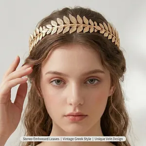 Vintage Gold Laurel Leaf Crown Baroque Olive Branch Tiara Headband For Wedding Bridal Party Women Hair Accessories