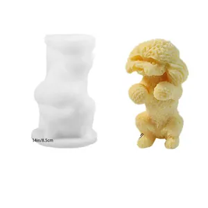 Standing teddy dog silicone mold for DIY candles with 8.5cm finished puppy model