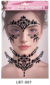 Détails des bijoux adhésifs noirs pour le visage et le cou avec motifs pour festivals
