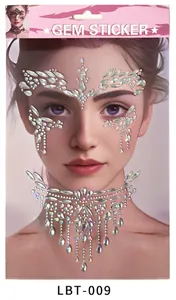 Détail des bijoux de peau en cristaux AB pour le visage et le corps pour festivals