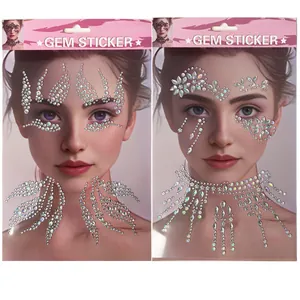 Autocollants bijoux de visage avec cristaux irisés pour festivals et mascarades