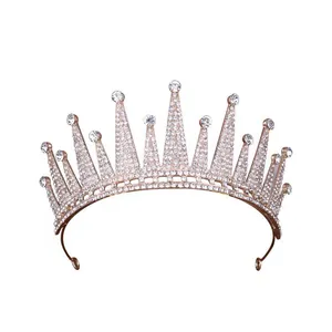 Corona da sposa dorata con cristalli scintillanti per matrimoni o compleanni
