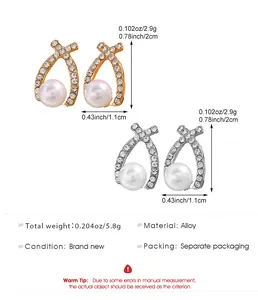 Spécifications détaillées de taille pour boucles d'oreilles perles croisées et cristaux