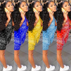 Collage of two-piece paisley outfits in black, blue, yellow, light blue, and red colors