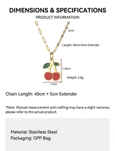 Detaillierte Spezifikationen der Kirsch-Halskette aus Edelstahl mit 40+5 cm Kette