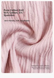Close-up of pink ribbed knit fabric made of 95% cotton and 5% spandex for softness