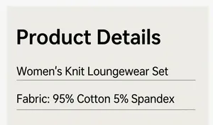 Women's pajama set material details: high-quality 95% cotton and 5% spandex blend