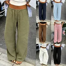 Collection of women's summer wide-leg casual trousers in various colors for street fashion