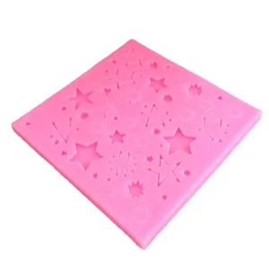 Pink food-grade silicone star mold mat for cookie decorating and gum paste DIY crafts