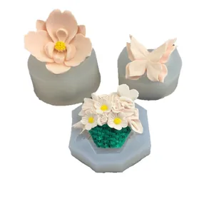 Set of 3 silicone molds for orchid flower, butterfly, and flower basket fondant DIY