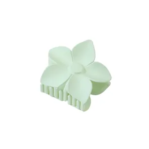Elegant matte mint green flower hair claw clip for women's elegant hair styling accessory