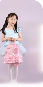 Detail view of the smooth double zippers with cute ballet dancer charms on the pink backpack