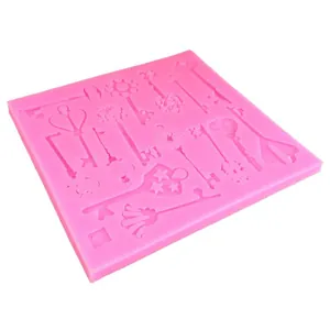 Stampo in silicone rosa chiavi steampunk per decorazione torte fondente e artigianato