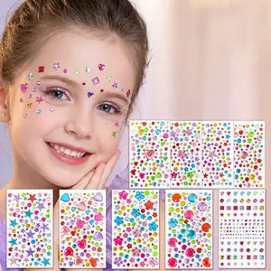 Rhinestone Stickers Colorful Acrylic Self Adhesive Gem Decals For DIY Craft Face Body Decoration Shiny Crystal Shapes Heart