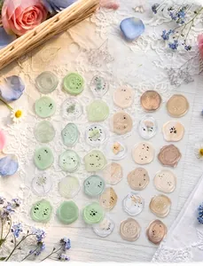 Vintage floral translucent faux wax seal stickers for scrapbooking and envelope decoration
