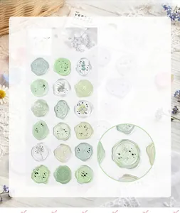 Floral wax seal style transparent decorative stickers for scrapbooking