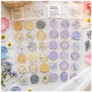 Aesthetic semi-transparent floral wax seal stickers for scrapbooking and envelopes