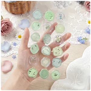 18pcs mint green 3D floral translucent wax seal stickers for envelopes and scrapbooking