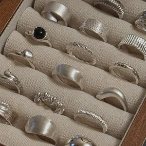 Vintage S925 sterling silver rings set in a jewelry box, minimalist adjustable jewelry