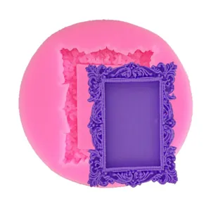 European ornate baroque photo frame silicone mold for fondant and DIY craft decoration