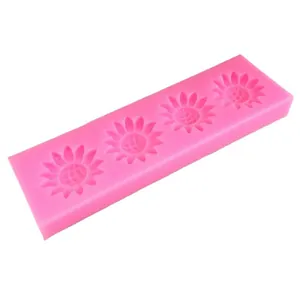 Pink 4-cavity sunflower silicone mold for DIY fondant cake decorating and crafts