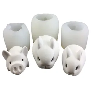 3D rabbit and pig shaped silicone molds for fondant cakes and DIY craft decorating