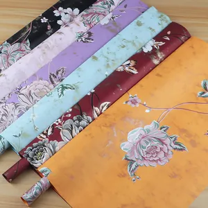 Vintage floral waterproof flower bouquet wrapping paper with elegant peony pattern design