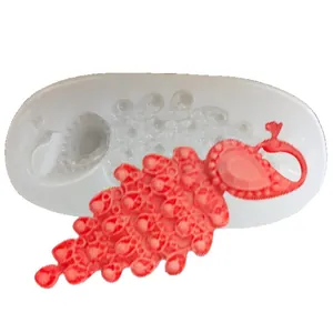 Peacock shaped silicone mold set for DIY resin crafts and fondant cake decorating