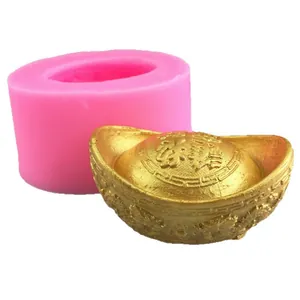 Traditional Chinese lucky gold ingot silicone mold for DIY cake decorating and resin
