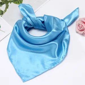 Solid Color Satin Square Scarf Women Elegant Silk Like Neck Scarf Hair Accessory Professional Office Lady Scarf Handkerchief