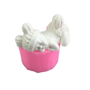 Sleeping baby silicone mold for aromatherapy candles, soap, and cake fondant decorating.