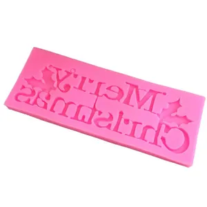Merry Christmas silicone mold for fondant and cake decoration on white background