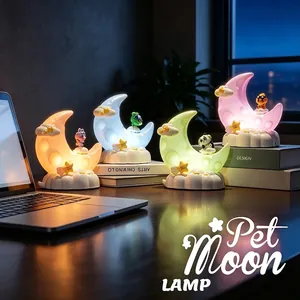 Lampada da notte ricaricabile USB a forma di luna con simpatici animali cartoon